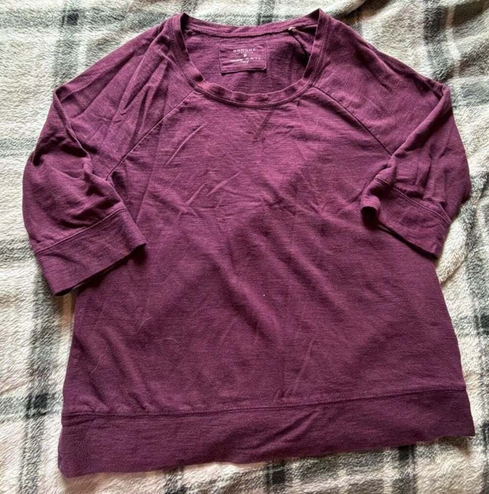 Sonoma Lifestyle Women's Purple 3/4 Sleeve Knit Pullover Sweatshirt